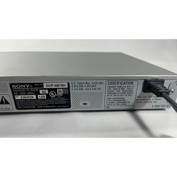 Sony DVD Player DVP-NS75H HDMI 720p / 1080i Tested & Works No Remote - Picture 11 of 12